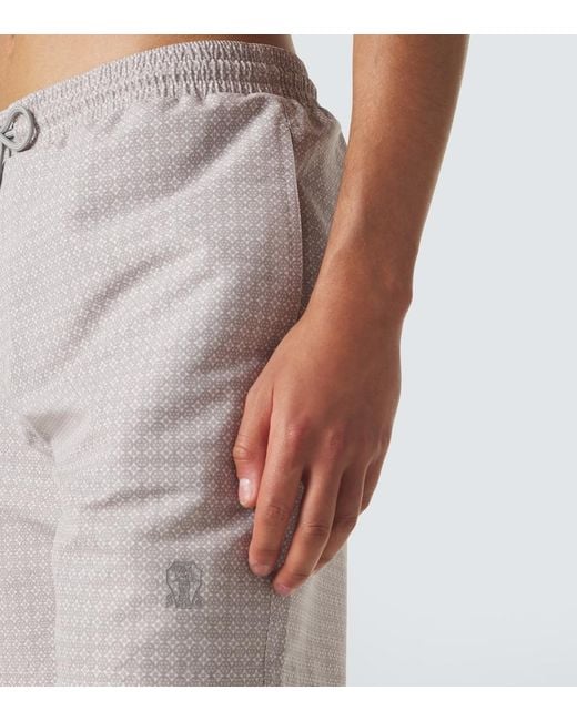 Brunello Cucinelli Purple Printed Swim Trunks for men