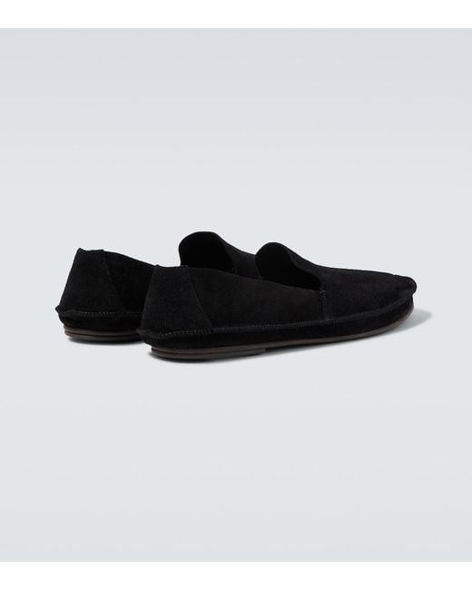The Row Black Tyler Suede Loafers for men