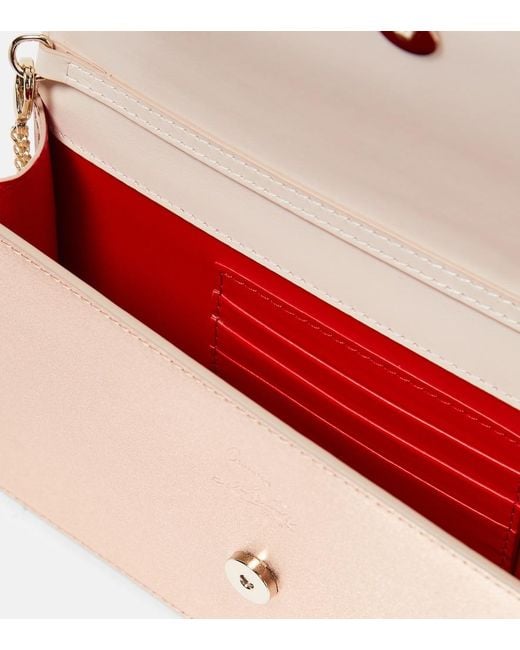 Christian Louboutin Natural Loubi54 Small Leather-Trimmed Silk Clutch
