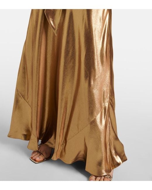 Galvan Metallic Solar Gaze Scarf-Detail Satin Gown