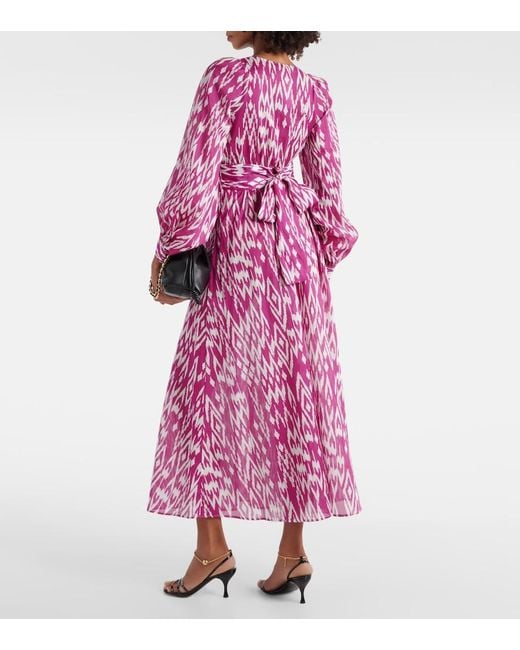 Eres Pink Tornado Balloon-Sleeve Maxi Dress