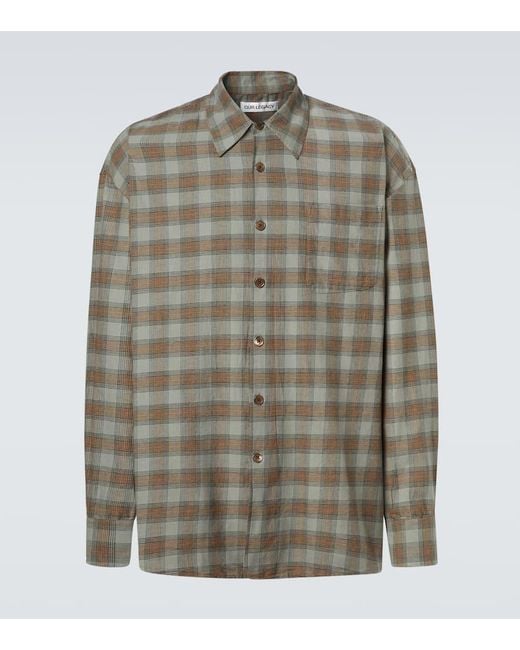Our Legacy Green Borrowed Checked Cotton Flannel Shirt for men