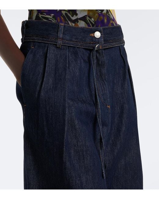 Shorts De Denim Con Cinturon Dries Van Noten de color Blue