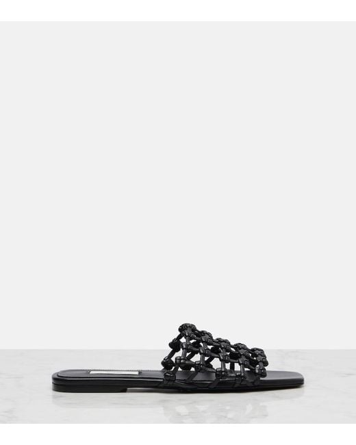 Totême Black Woven Leather Slides