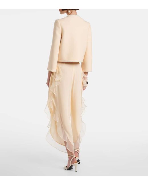 Valentino Natural Silk Georgette Wide-Leg Pants