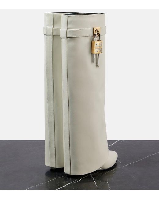 Givenchy White Stiefel Shark Lock Aus Leder