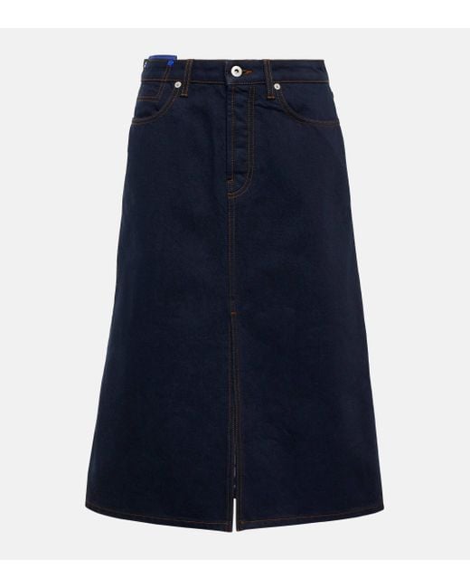 Burberry Blue High-rise Denim Midi Skirt