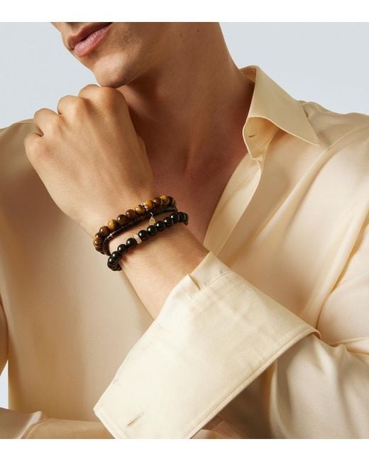 Sydney Evan Metallic Set Of 3 14Kt Beaded Bracelets With Gemstones for men