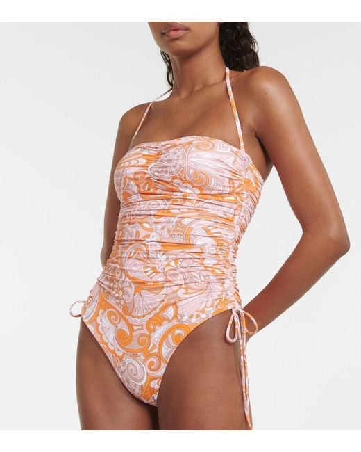 Melissa Odabash White Sydney Printed Bandeau Swimsuit