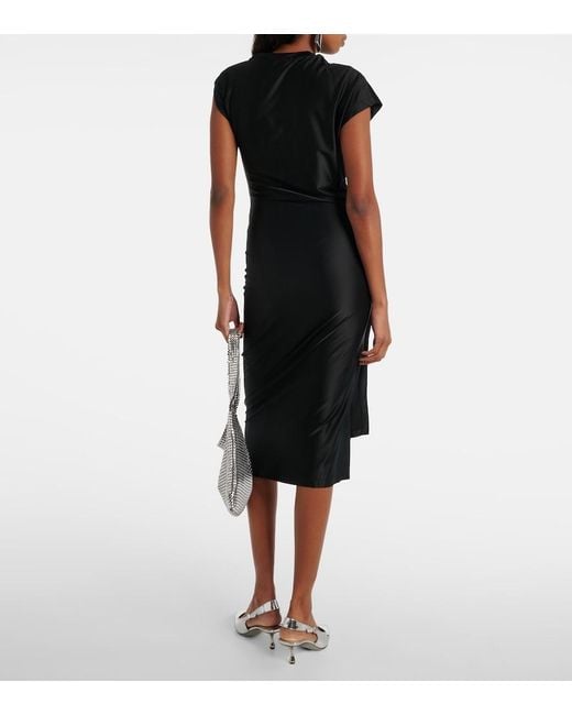 Rabanne Black Draped Jersey Midi Dress