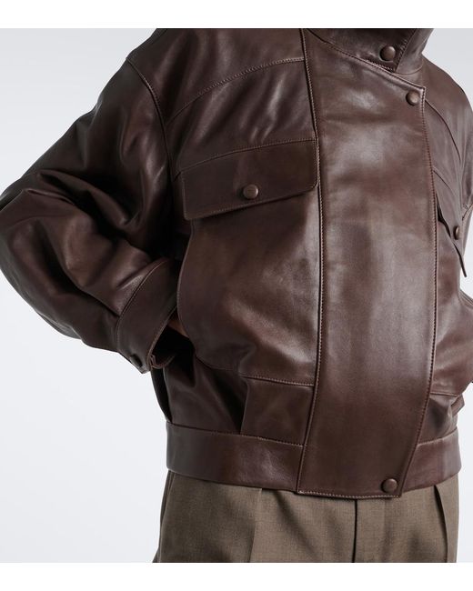 Nour Hammour Brown Quincy Leather Blouson Jacket