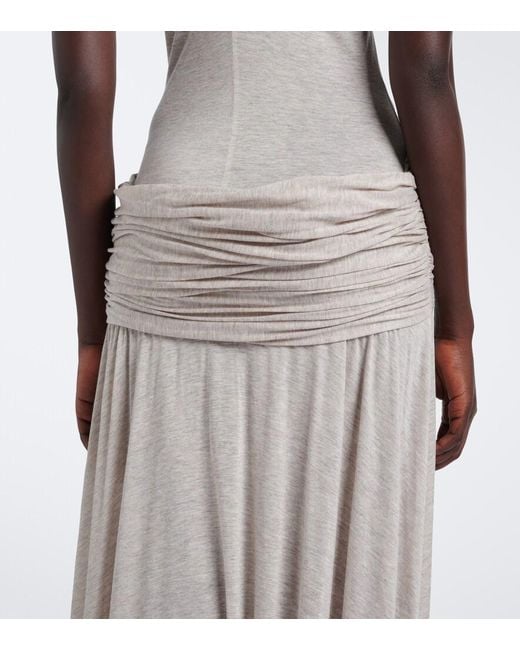 J.W. Anderson White Draped Jersey Maxi Dress