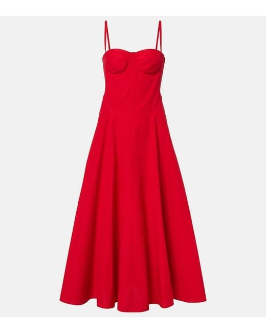 Ralph Lauren Red Marigot Cotton-Blend Midi Dress