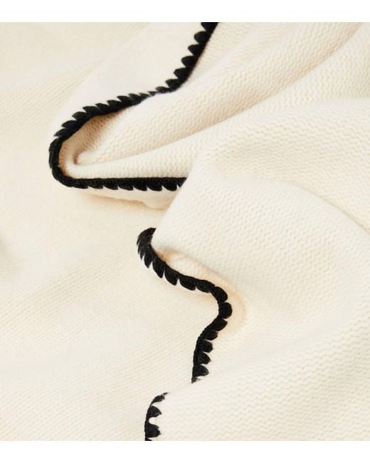 Totême  Natural Embroidered Wool-blend Scarf