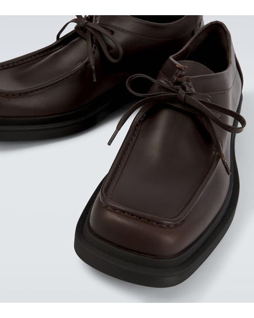 Bottega Veneta Black Ben Intrecciato Leather Lace-Up Shoes for men