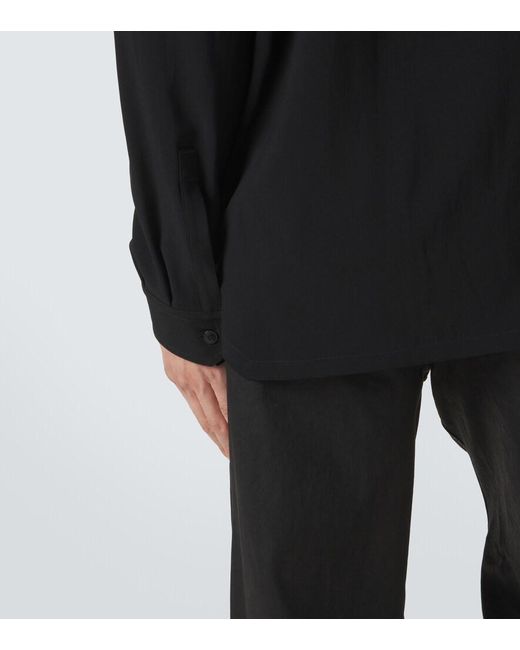 Rick Owens Black Island Draped Cady Shirt for men