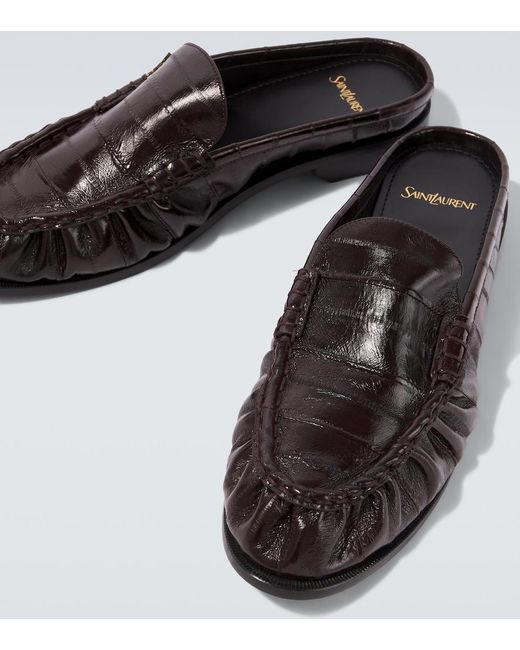 Saint Laurent Brown Le Loafer Eel Leather Mules for men