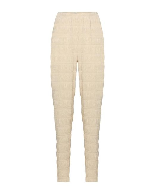 Totême Natural Smocked High-Rise Slim Pants