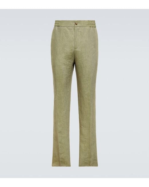 Pantalones rectos de lino Etro de hombre de color Green