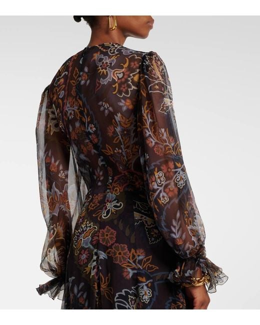Etro Black Printed Silk Gown