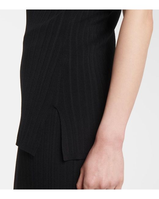 Joseph Black Ribbed-Knit Polo Shirt