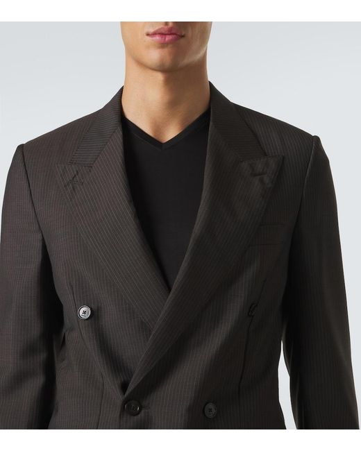 Gucci Black Pinstripe Wool And Mohair Blazer for men