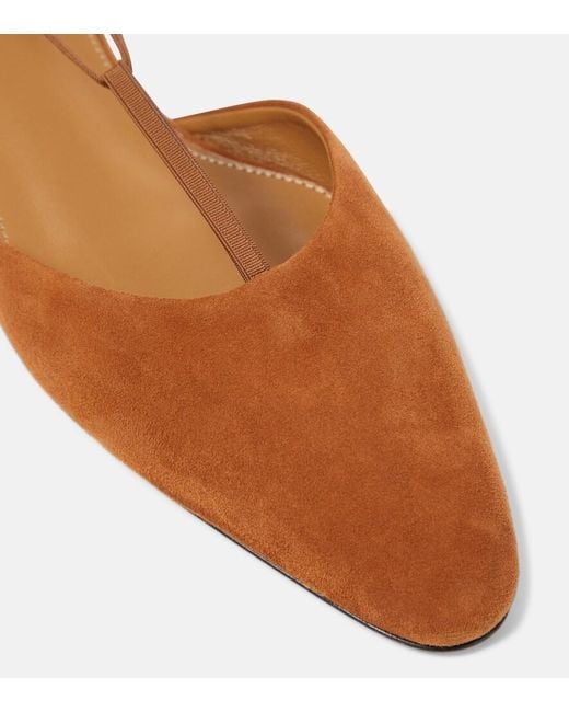 Totême Brown T-Strap Suede Flats
