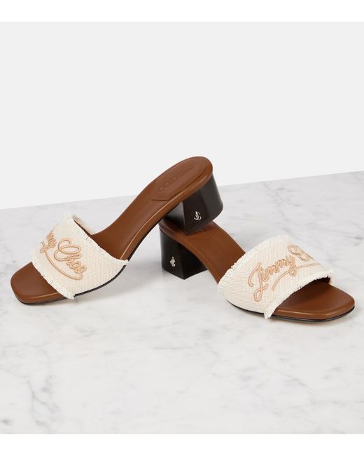 Jimmy Choo Brown Joa Embroidered Mules