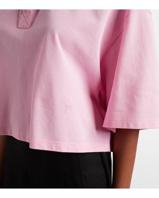 Bottega Veneta Pink Cropped Cotton Polo Shirt