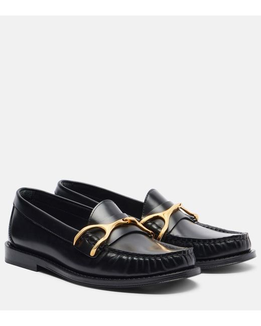 McQueen Black Wishbone Leather Loafers