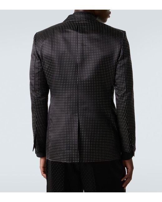 Tom Ford Black Polka-Dot Silk Satin Suit Jacket for men