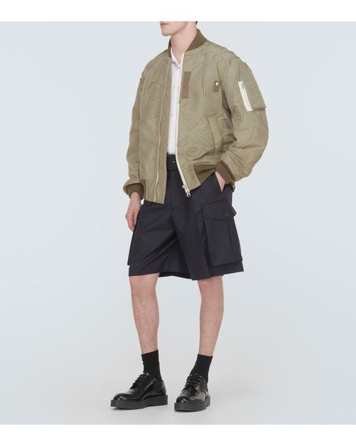 Sacai Natural Embroidered Twill Bomber Jacket for men