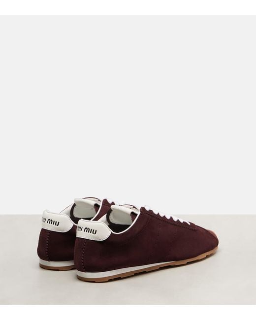 Miu Miu Brown Plume Suede Sneakers