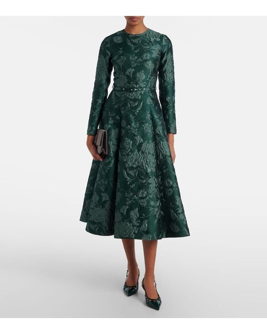 Robe Midi Capucine En Jacquard A Fleurs Emilia Wickstead en coloris Green