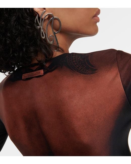 Jean Paul Gaultier Black Tattoo Trompe-L'Oil Jersey Bodysuit