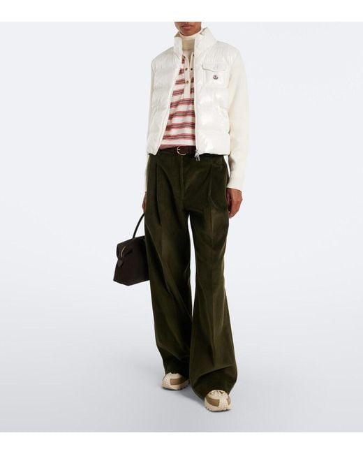 Moncler White Down-Paneled Wool Cardigan