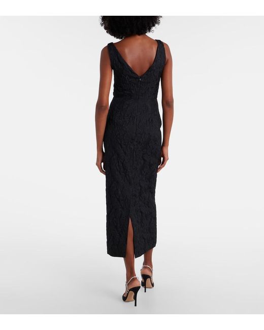 Erdem Black Floral Jacquard Midi Dress