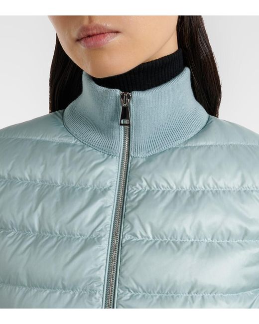 Moncler Blue Down-Paneled Virgin Wool Cardigan