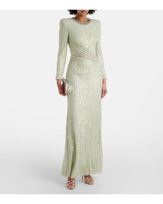 Jenny Packham White Robe Macelline Mit Pailletten