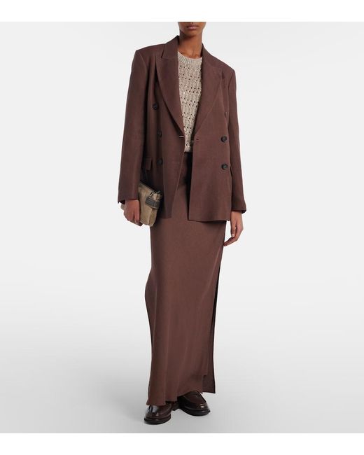 Brunello Cucinelli Brown Twill Maxi Skirt