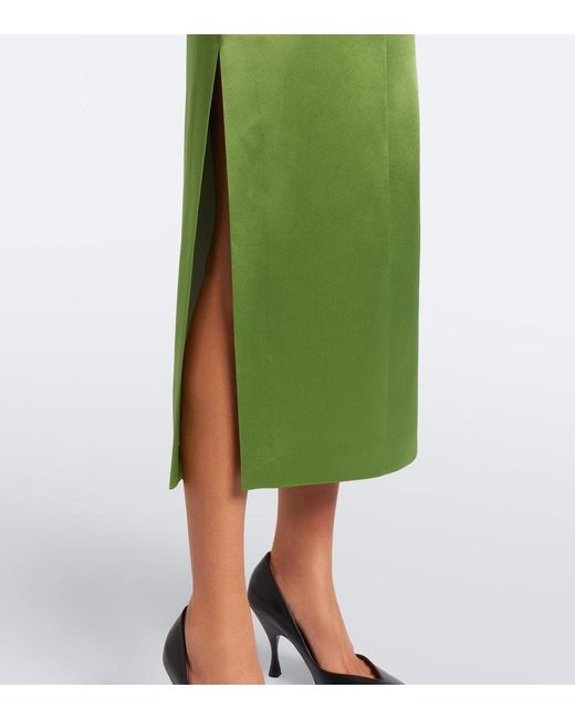 Sportmax Green Satin Midi Skirt