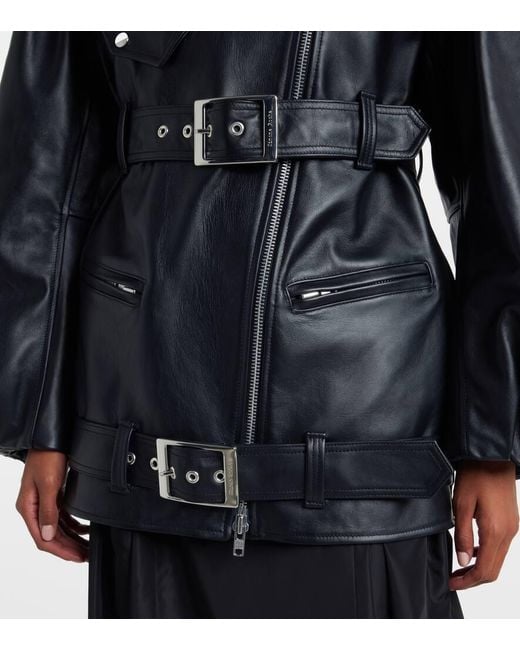 Simone Rocha Black Belted Leather Biker Jacket