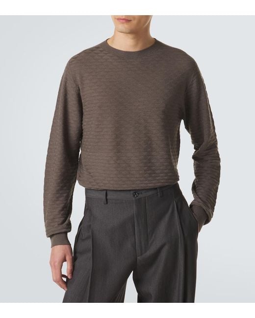 Giorgio Armani Brown Virgin Wool Sweater for men