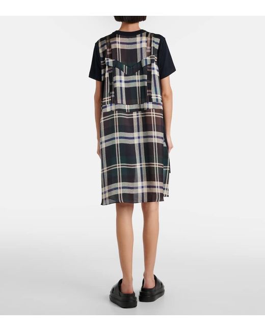 Sacai Black Paneled Cotton Jersey T-Shirt Dress