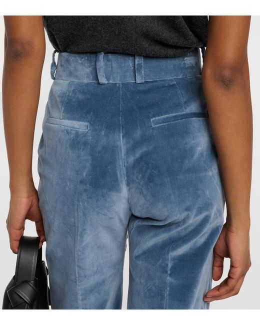 FRAME Blue Hose The Slim Stacked Aus Samt