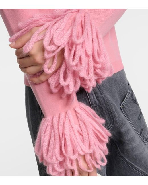 Pullover in misto lana con frange di J.W. Anderson in Pink