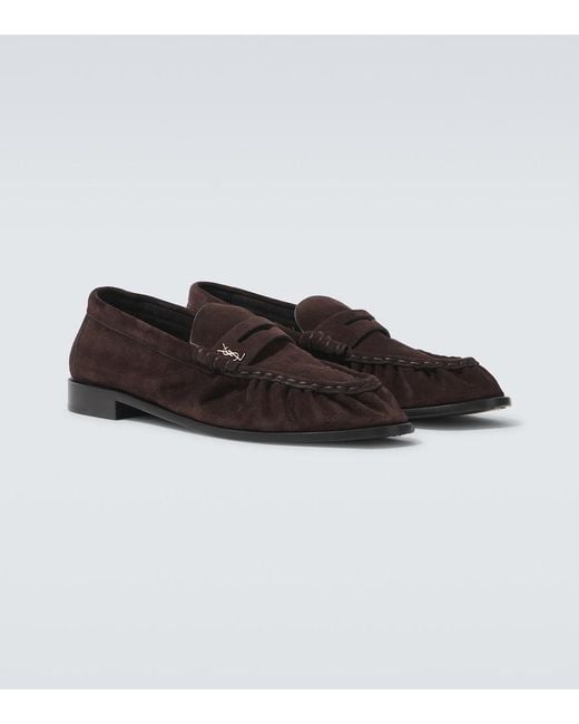 Saint Laurent Black Le Loafer Suede Penny Loafers for men