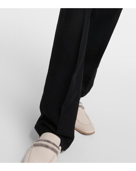 Brunello Cucinelli Black Twill Straight Pants