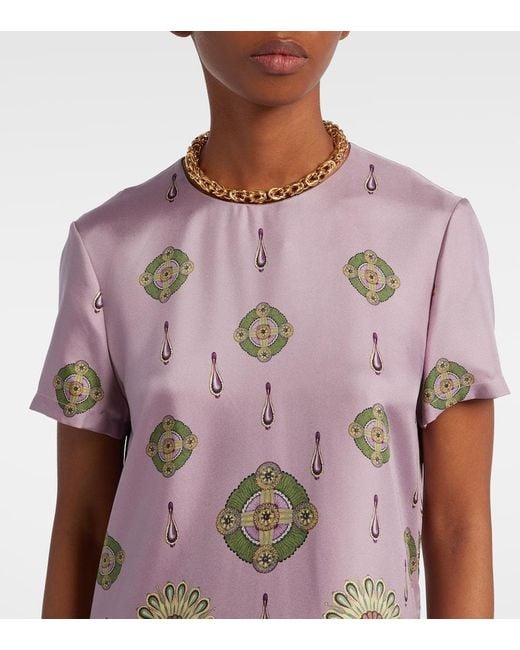 LaDoubleJ Purple Swing Printed Silk Twill Maxi Dress