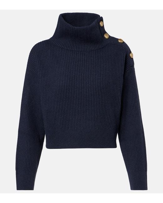 Brunello Cucinelli Blue Wool, Cashmere, And Silk Sweater